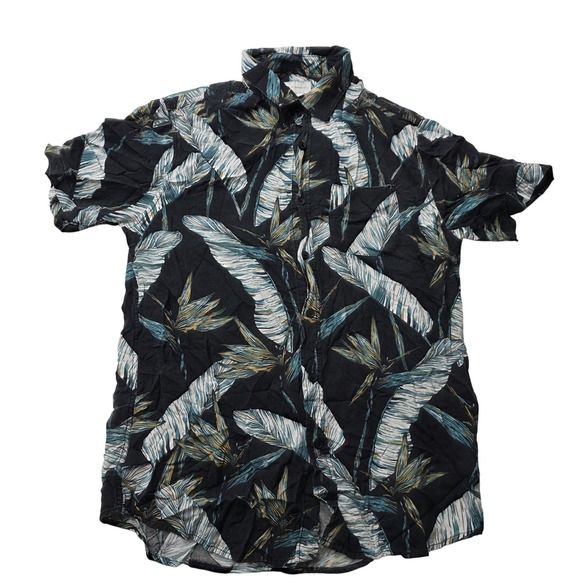 Cotton On Garments Shirt Mens Small Leaf Print Button Up Viscose Casual - Picture 1 of 6